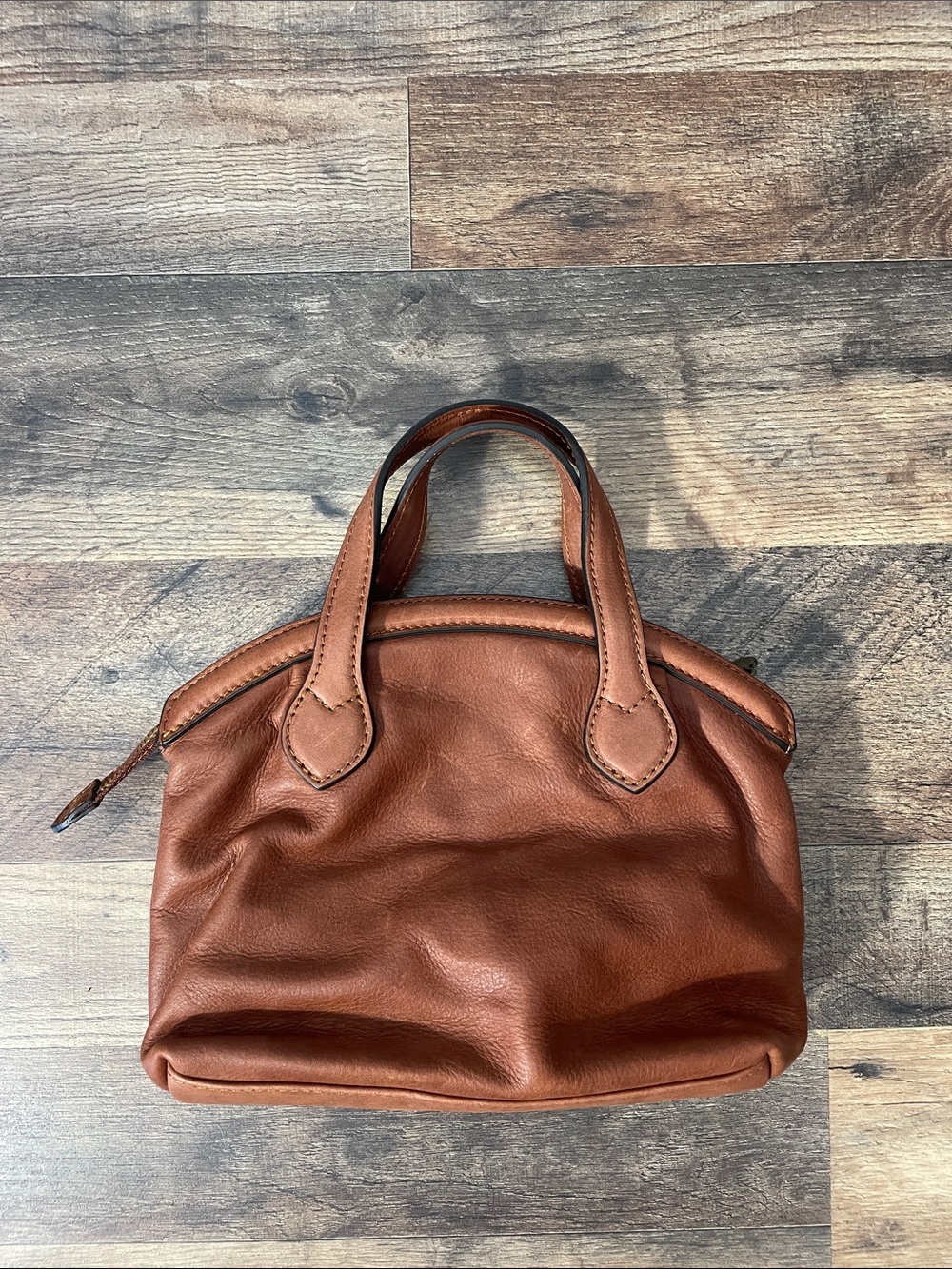 Floto Brown Leather Small Bag Zip Crossbody Strap Soft Made in Italy